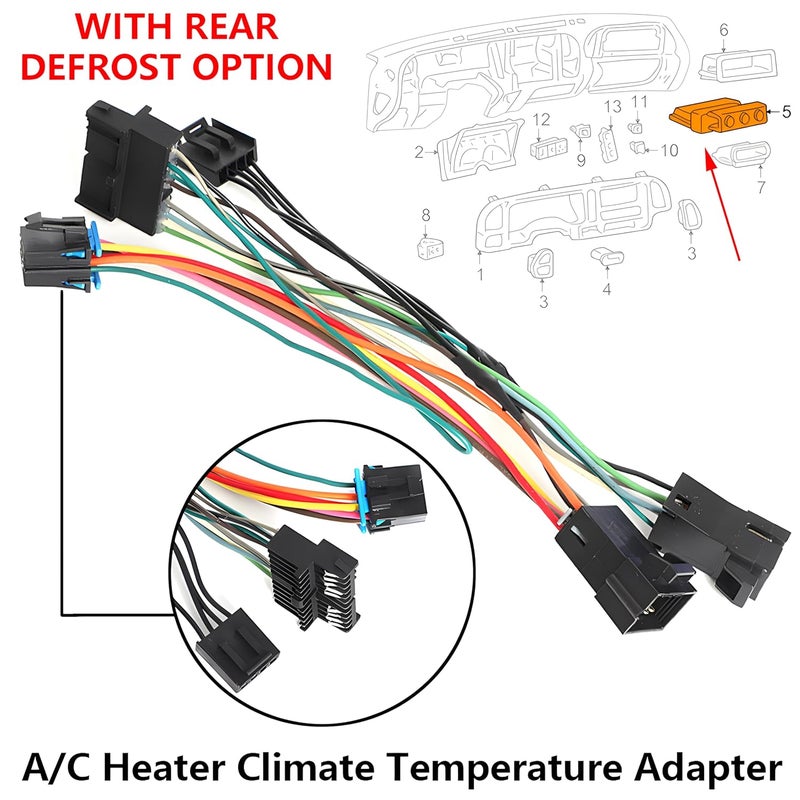 JUNRUO A/C Heater Climate Temperature Control Wire Harness Fit 1995 Chevy Silverado Truck C/K with Rear Defrost Option，Convert 1996-1999 Unit in 1995 Vehicle - Image 4